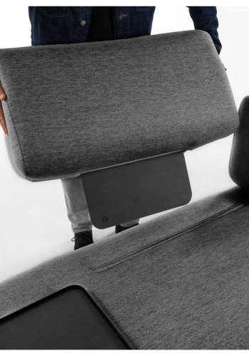 KAVE HOME Compo 3 pers. sofa m. lille bakke - m�rkegr� stof og metal