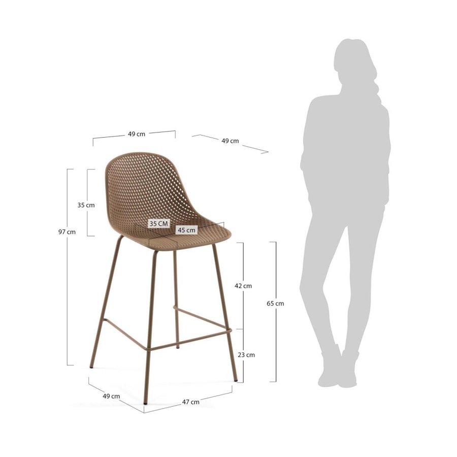 KAVE HOME Quinby barkrakk med ryggsttte og fotsttte - beige plast og metall