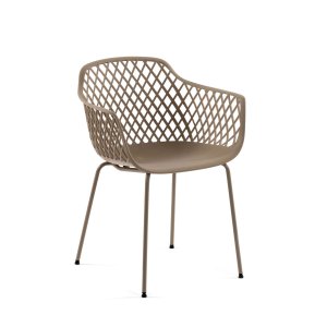 KAVE HOME Quinn spisebordsstol m. armln - beige plast og metal