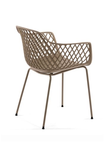 KAVE HOME Quinn spisestuestol med armlener - beige plast og metall