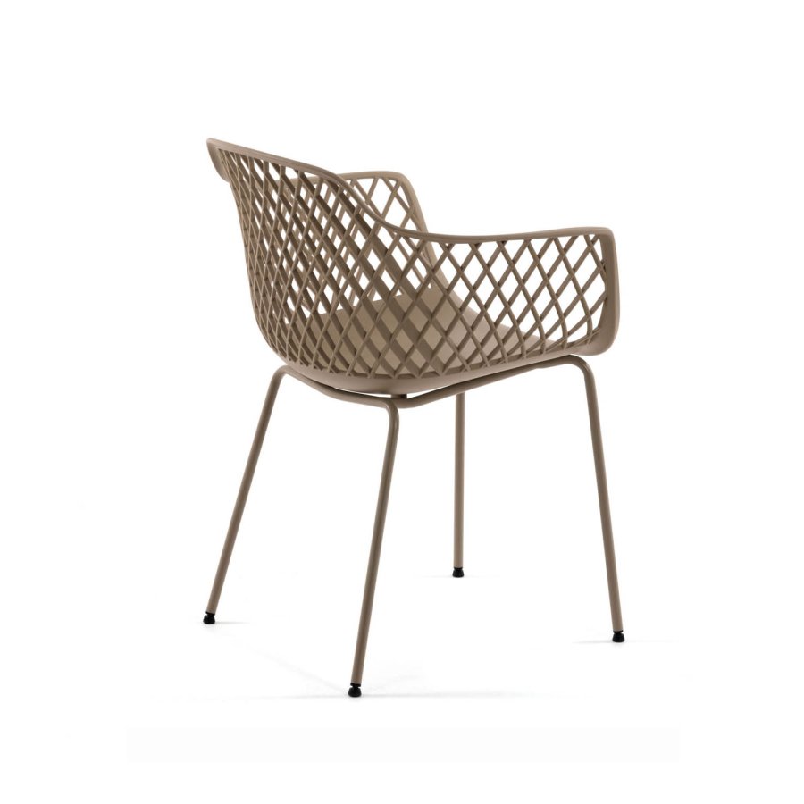 KAVE HOME Quinn spisestuestol med armlener - beige plast og metall