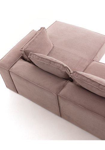 KAVE HOME Block 3-manns sofa med hyre sjeselong - rosa flyel