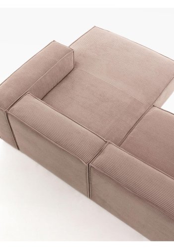 KAVE HOME Block 3-manns sofa med hyre sjeselong - rosa flyel