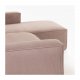 KAVE HOME Block 3-manns sofa med hyre sjeselong - rosa flyel
