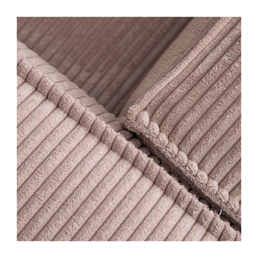 KAVE HOME Block 3-manns sofa med hyre sjeselong - rosa flyel