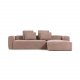 KAVE HOME Block 3-manns sofa med hyre sjeselong - rosa flyel
