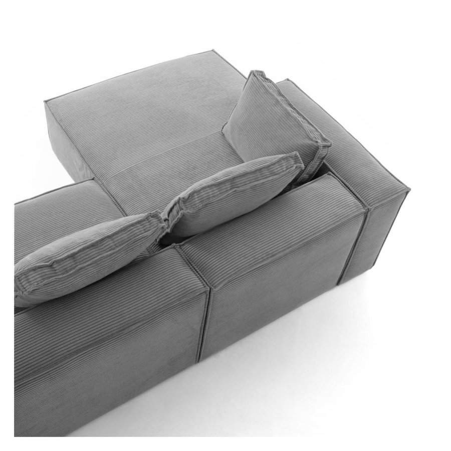 KAVE HOME Block 3-manns sofa med venstre sjeselong - gr� fl�yel 