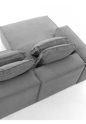 KAVE HOME Block 3-manns sofa med venstre sjeselong - gr� fl�yel 