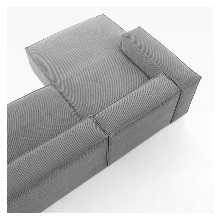 KAVE HOME Block 3-manns sofa med venstre sjeselong - gr� fl�yel 