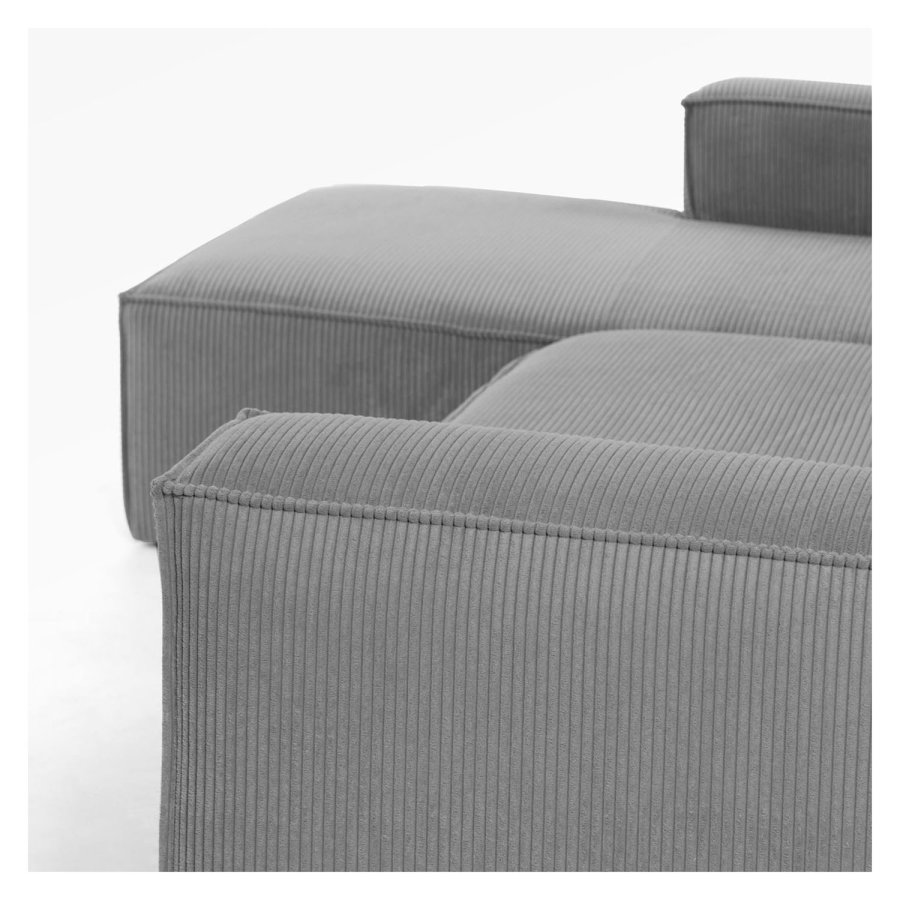 KAVE HOME Block 3-manns sofa med venstre sjeselong - gr� fl�yel 