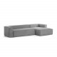 KAVE HOME Block 3-manns sofa med h�yre sjeselong - gr� fl�yel 
