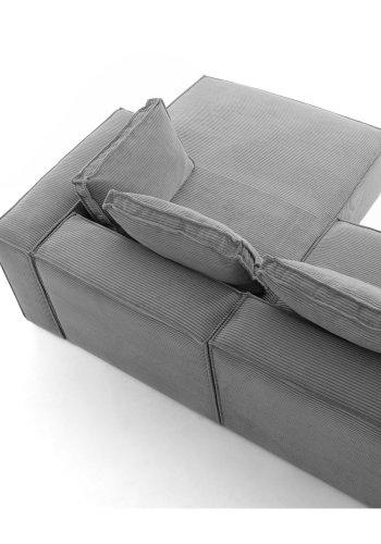 KAVE HOME Block 3-manns sofa med h�yre sjeselong - gr� fl�yel 