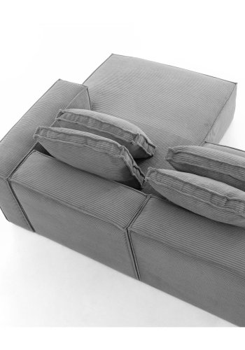 KAVE HOME Block 3-manns sofa med h�yre sjeselong - gr� fl�yel 