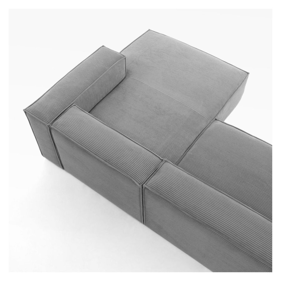 KAVE HOME Block 3-manns sofa med h�yre sjeselong - gr� fl�yel 