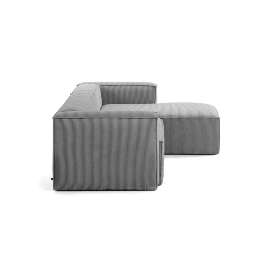 KAVE HOME Block 3-manns sofa med h�yre sjeselong - gr� fl�yel 