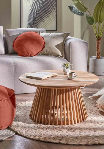 KAVE HOME rundt Irune salongbord - naturlig teak (80)