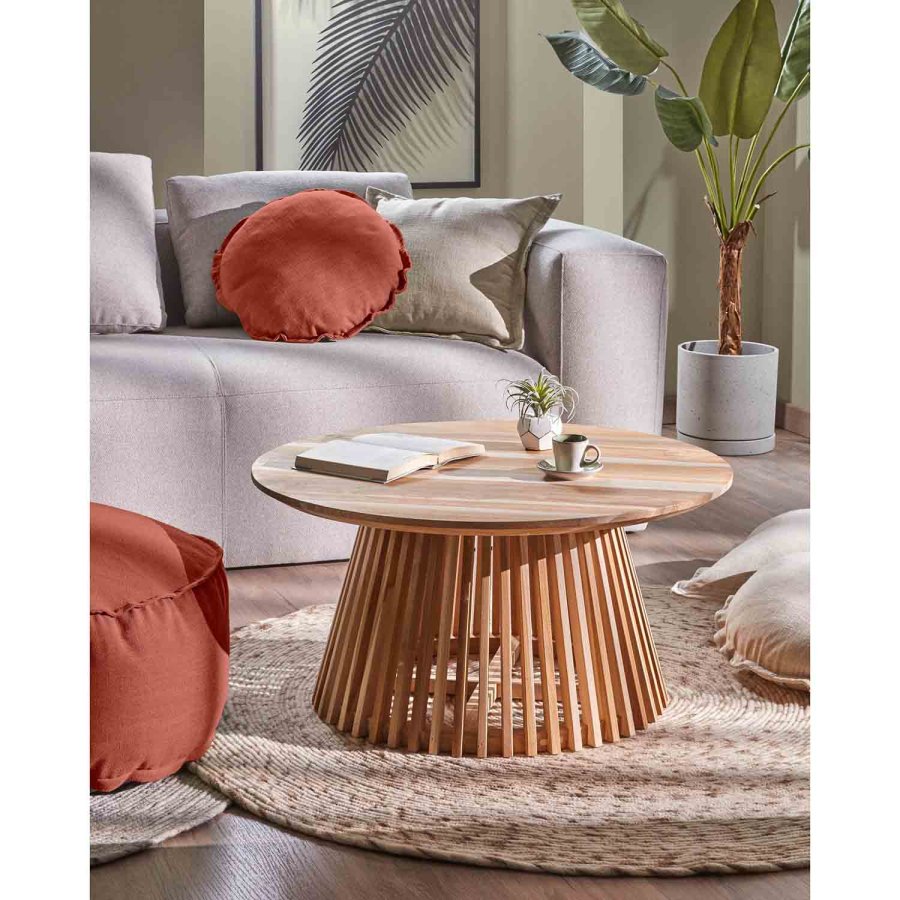 KAVE HOME rundt Irune salongbord - naturlig teak (80)