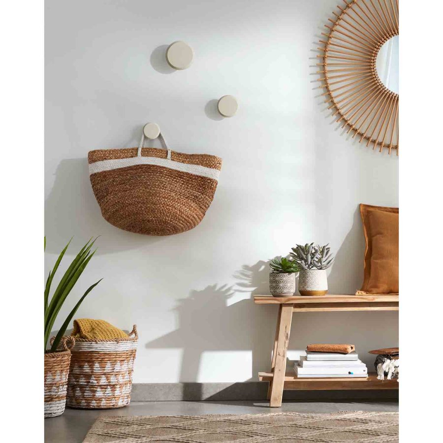 KAVE HOME rektangulr Safara benk, m. hylle - naturlig resirkulert teak (100x32)