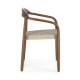 KAVE HOME Beige Glynis spisebordstol, med armlener - eukalyptus tre