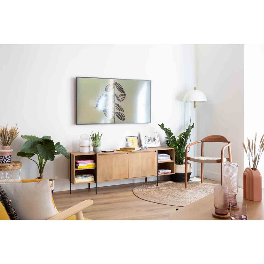 KAVE HOME Beige Glynis spisebordstol, med armlener - eukalyptus tre