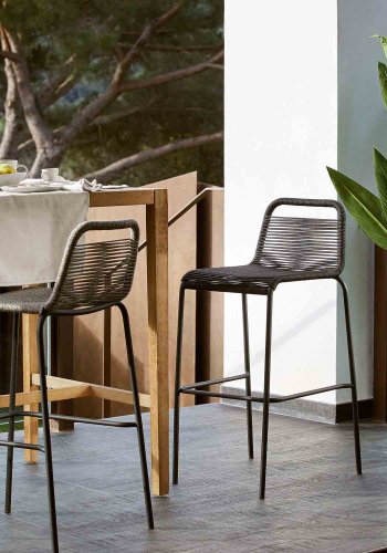 KAVE HOME Black Glenville barkrakk for hagen, med ryggsttte og fotsttte - svart tau og stl (100cm)