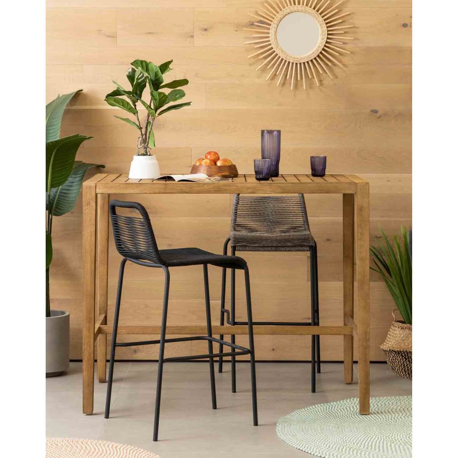 KAVE HOME Black Glenville barkrakk for hagen, med ryggsttte og fotsttte - svart tau og stl (100cm)