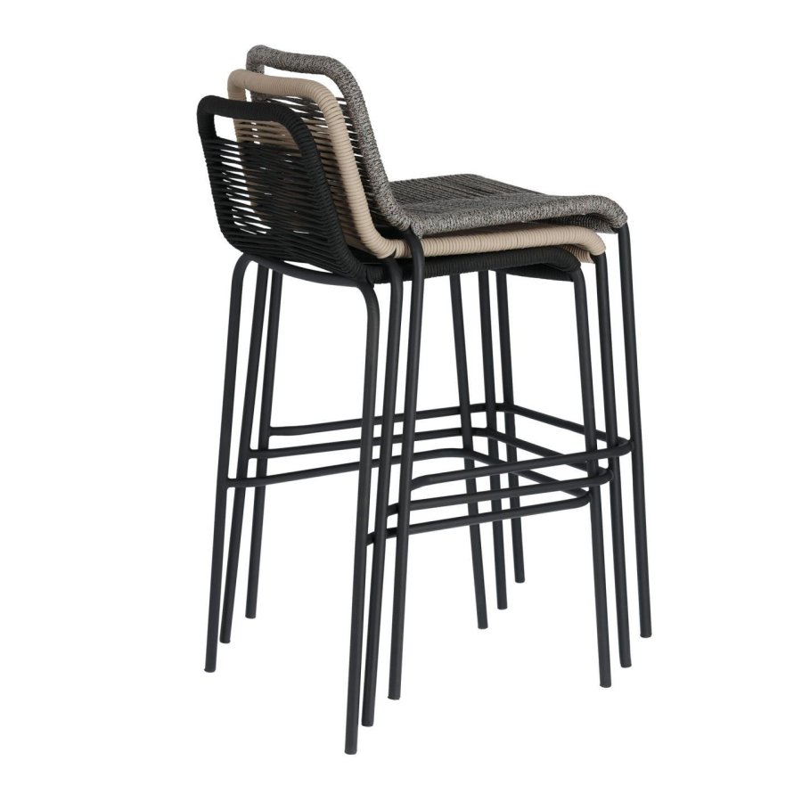 KAVE HOME Black Glenville barkrakk for hagen, med ryggsttte og fotsttte - svart tau og stl (100cm)