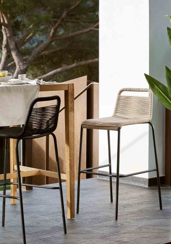 KAVE HOME Beige Glenville barkrakk for hagen, med ryggsttte og fotsttte - stl (88cm)