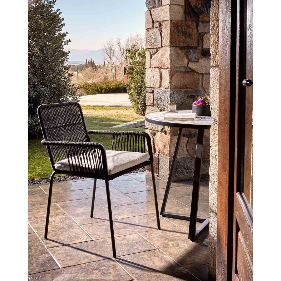 KAVE HOME rundt Tella hagebord - hvit og svart keramikk og stl (90)