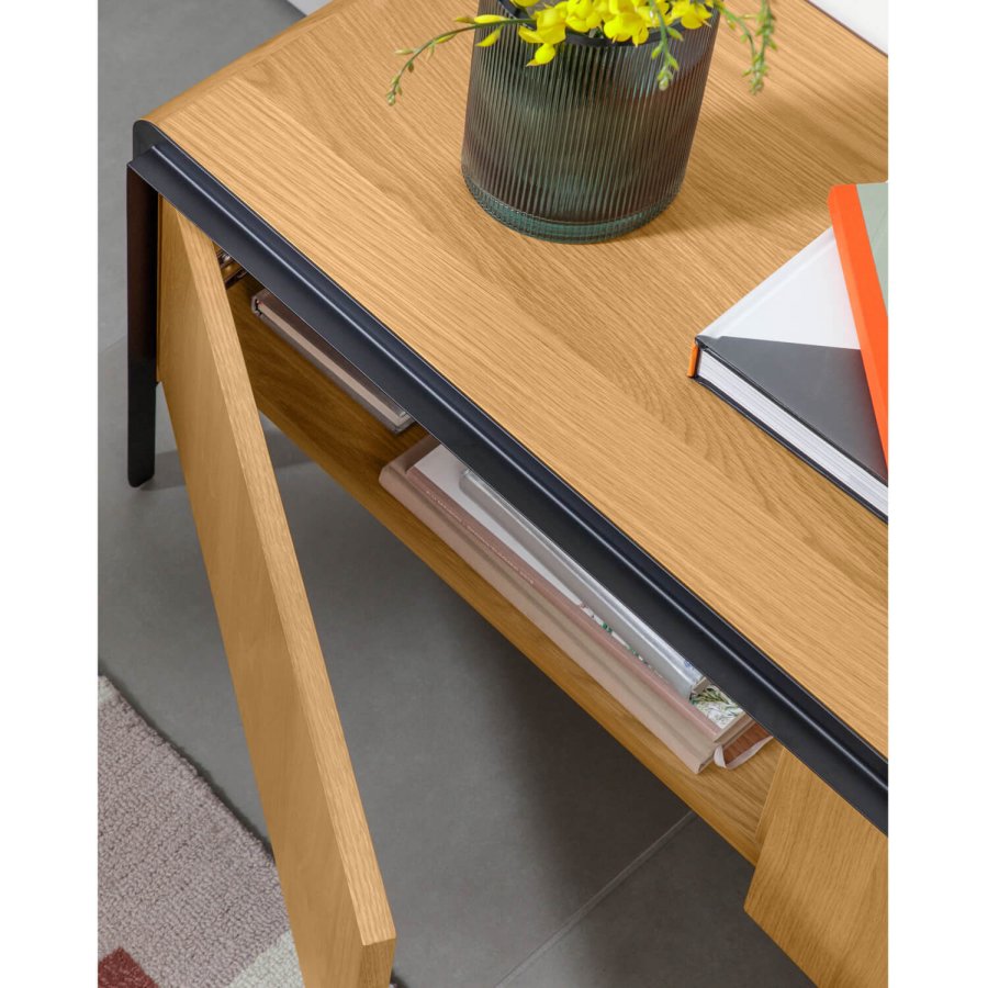 KAVE HOME Nadyria TV-bord, m. 3 l�ger - natur egetr�sfiner og sort st�l (180x43)