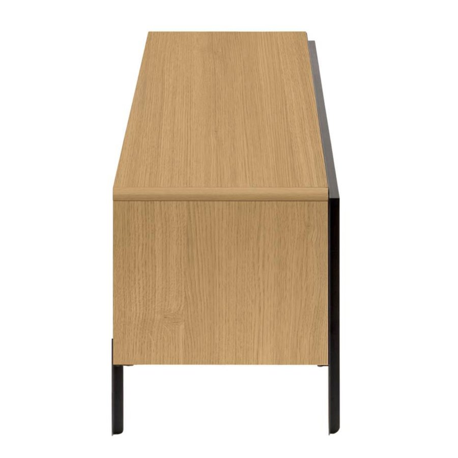 KAVE HOME Nadyria TV-bord, m. 3 l�ger - natur egetr�sfiner og sort st�l (180x43)