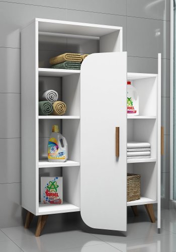 FUNZI LIVING Form bokhylle, m. 2 drer og 5 hyller - hvit melamin