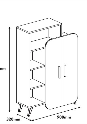FUNZI LIVING Form Bücherregal, m. 2 Türen und 5 Regalen - Walnuss und weißes Melamin