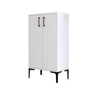 FUNZI LIVING Prag skoskab, m. 2 lger og 3 hylder - hvid melamin og metal