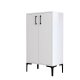FUNZI LIVING Prag Schuhschrank, m. 2 Türen und 3 Regalen - weißes Melamin und Metall