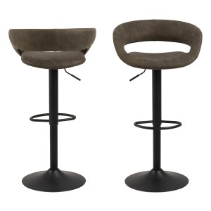 ACT NORDIC Grace barstol - olivgrnt / svart tyg / metall, med trumpetbas