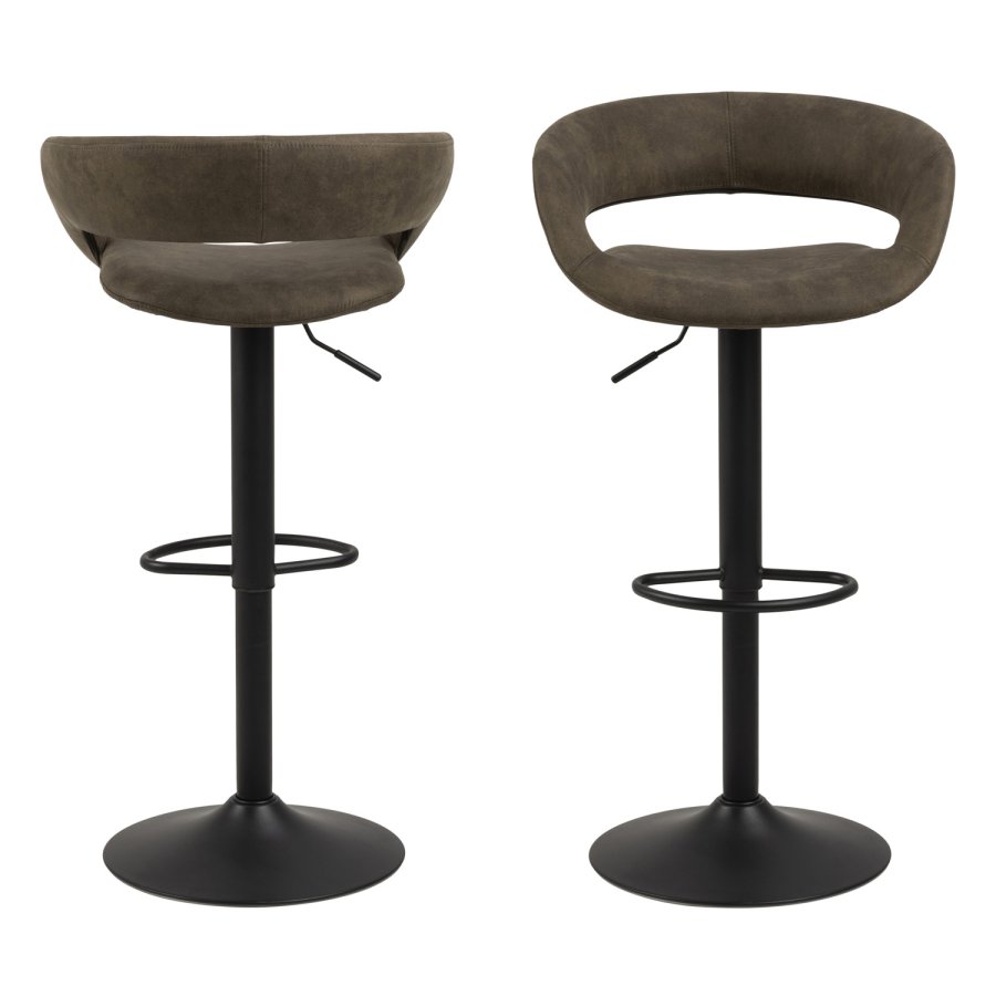 ACT NORDIC Grace barstol - olivengrn/sort stof/metal, m. trompetfod