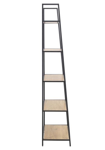 ACT NORDIC Seaford reol skr - natur/sort papirvildeg/metal, m. 5 hylder(H:174,5cm x77cm x 36cm)