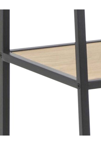 ACT NORDIC Seaford reol skr - natur/sort papirvildeg/metal, m. 5 hylder(H:174,5cm x77cm x 36cm)