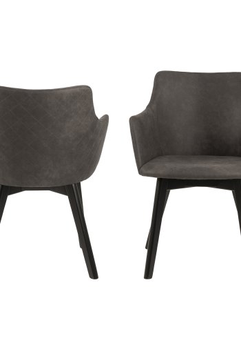 ACT NORDIC Bella Esszimmerstuhl mit Armlehnen - anthrazitgrauer Stoff und schwarze Eiche