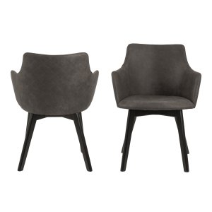 ACT NORDIC Bella spisebordsstol m. armln - antracitgr stof og sort egetr