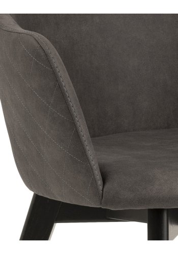 ACT NORDIC Bella Esszimmerstuhl mit Armlehnen - anthrazitgrauer Stoff und schwarze Eiche