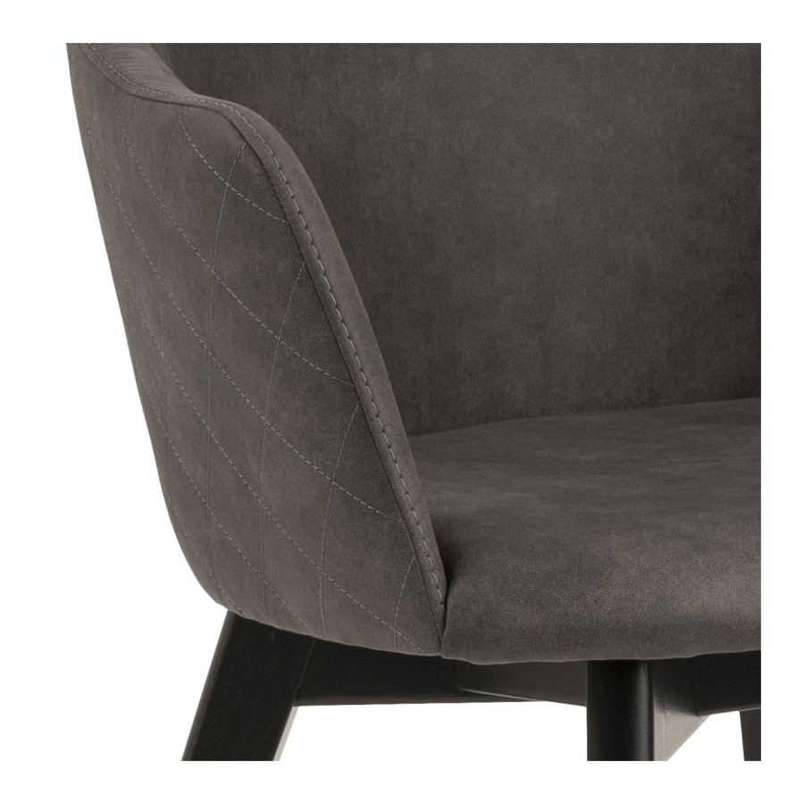 ACT NORDIC Bella Esszimmerstuhl mit Armlehnen - anthrazitgrauer Stoff und schwarze Eiche