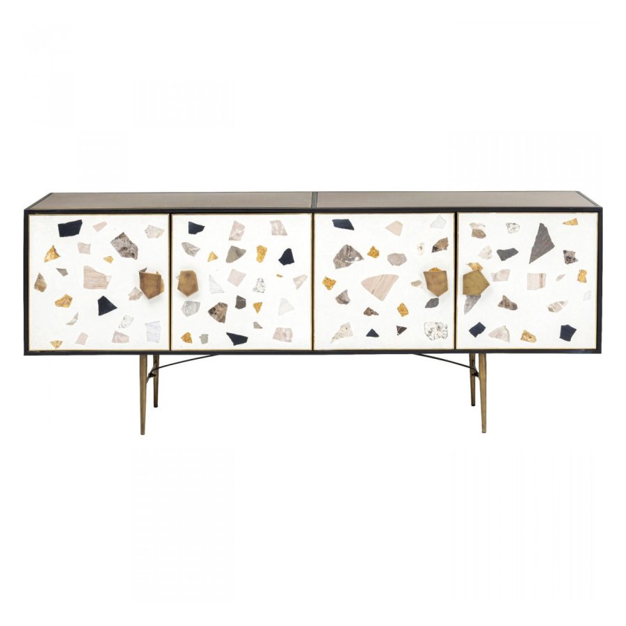 KARE DESIGN rektangulr Terrazzo sknk, m. 4 lger - multifarvet terrazzo og messing stl