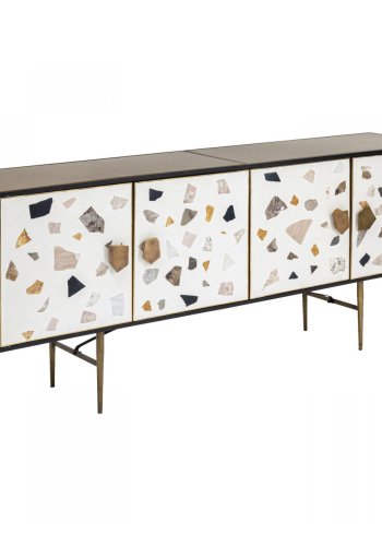 KARE DESIGN rektangulr Terrazzo sknk, m. 4 lger - multifarvet terrazzo og messing stl