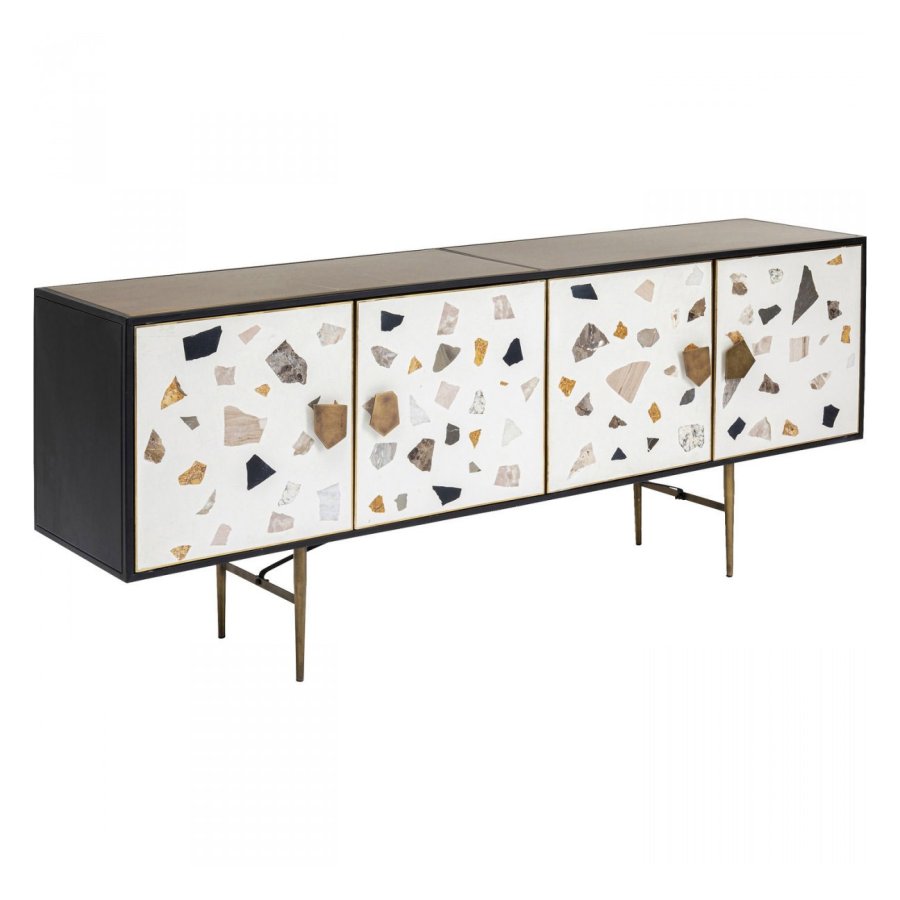 KARE DESIGN rektangulr Terrazzo sknk, m. 4 lger - multifarvet terrazzo og messing stl