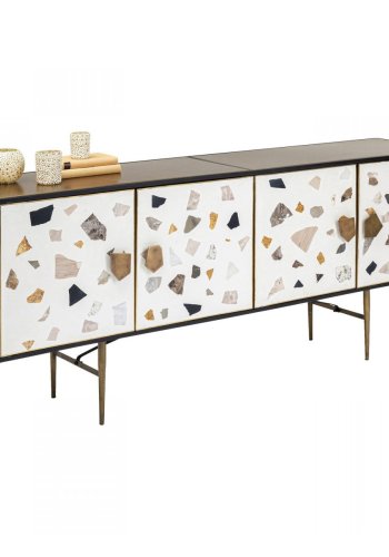 KARE DESIGN rektangulr Terrazzo sknk, m. 4 lger - multifarvet terrazzo og messing stl