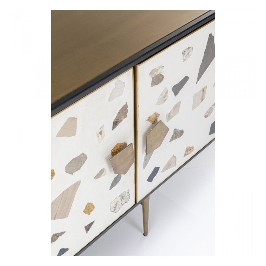 KARE DESIGN rektangulr Terrazzo sknk, m. 4 lger - multifarvet terrazzo og messing stl