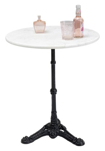 KARE DESIGN rundt Kaffeehaus Hvitt salongbord - hvit marmor og svart stl (60)