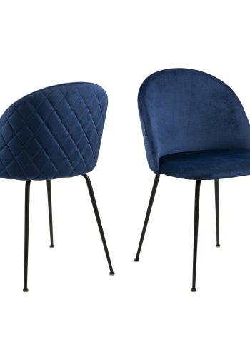 ACT NORDIC Louise Esszimmerstuhl - dunkelblau/schwarzer Stoff/Metall 